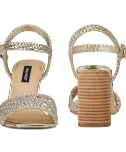 Nine West Gwenny Block Heel Sandals Metallic Mindset 12 Nine West Gwenny Block Heel Sandals Metallic Mindset