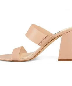 Nine West Gya Block Heel Slide Sandals