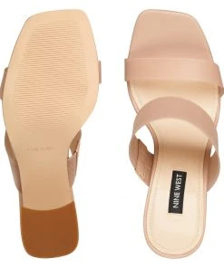 Nine West Gya Block Heel Slide Sandals