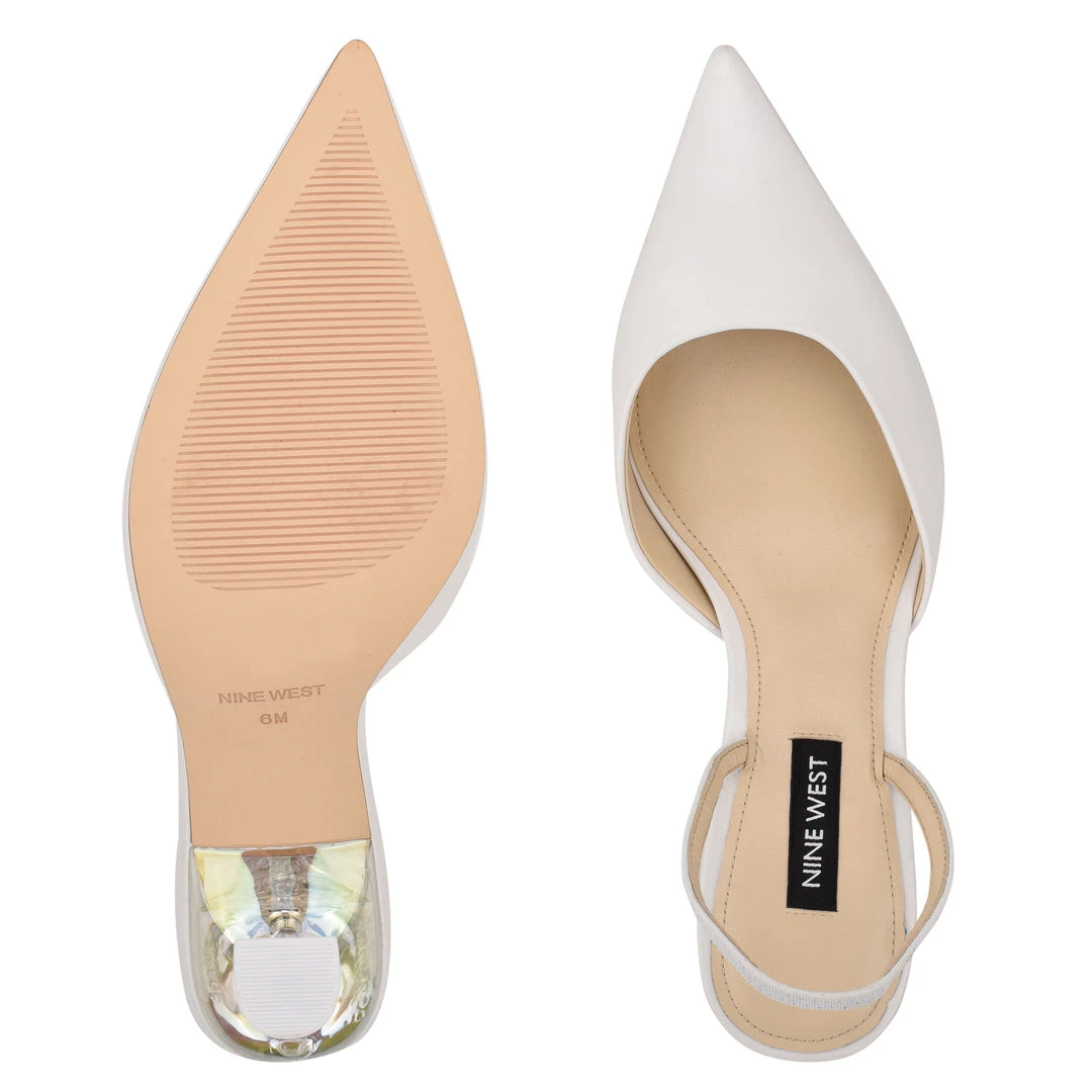 Nine West In The Clear Happy Pointy Toe Heeled Slingbacks 7 Nine West In The Clear Happy Pointy Toe Heeled Slingbacks