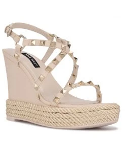 Nine West Weave Got You Harte Studded Espadrille Wedge Sandals