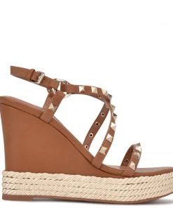Nine West Harte Studded Espadrille Wedge Sandals Weave Got You