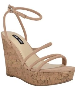Nine West Havi Ankle Wrap Cork Wedge Sandals Lace It Up