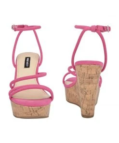 Nine West Lace It Up Havi Ankle Wrap Cork Wedge Sandals
