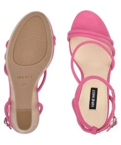 Nine West Lace It Up Havi Ankle Wrap Cork Wedge Sandals