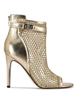 Nine West Ididit Mesh Peep Toe Booties Metallic Mindset
