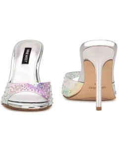Nine West In The Clear Ido Rhinestone Heeled Slide Sandals