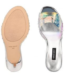 Nine West In The Clear Ido Rhinestone Heeled Slide Sandals