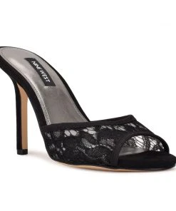 Nine West Ido Lace Heeled Slide Sandals Shoes