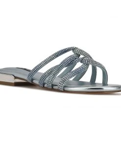 Nine West Iria Dress Slide Sandals Metallic Mindset