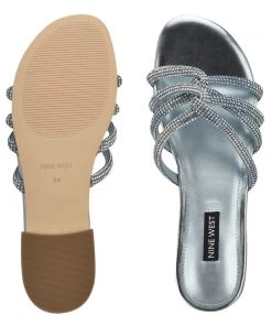 Nine West Iria Dress Slide Sandals Metallic Mindset