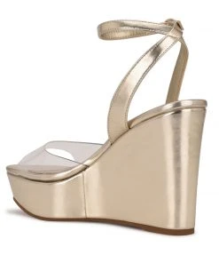 Nine West Klear Platform Ankle Strap Sandals Weave Got You