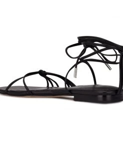 Nine West Lace It Up Minus Ankle Wrap Flat Sandals