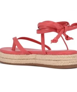 Nine West Lace It Up Monee Ankle Wrap Flat Sandals