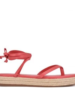 Nine West Lace It Up Monee Ankle Wrap Flat Sandals