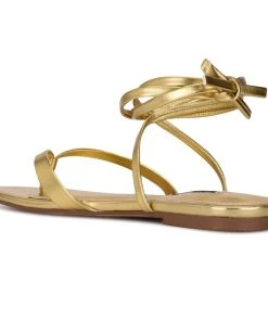 Nine West News Ankle Wrap Flat Sandals Lace It Up