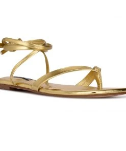 Nine West News Ankle Wrap Flat Sandals Lace It Up
