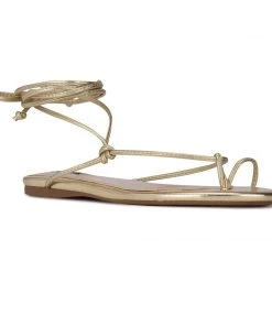 Nine West Lace It Up Pansie Ankle Wrap Flat Sandals