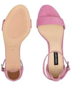 Nine West Pruce Ankle Strap Block Heel Sandals Color Pop