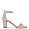 Nine West Pruce Ankle Strap Block Heel Sandals Metallic Mindset