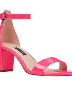 Nine West Heels Pruce Ankle Strap Block Heel Sandals