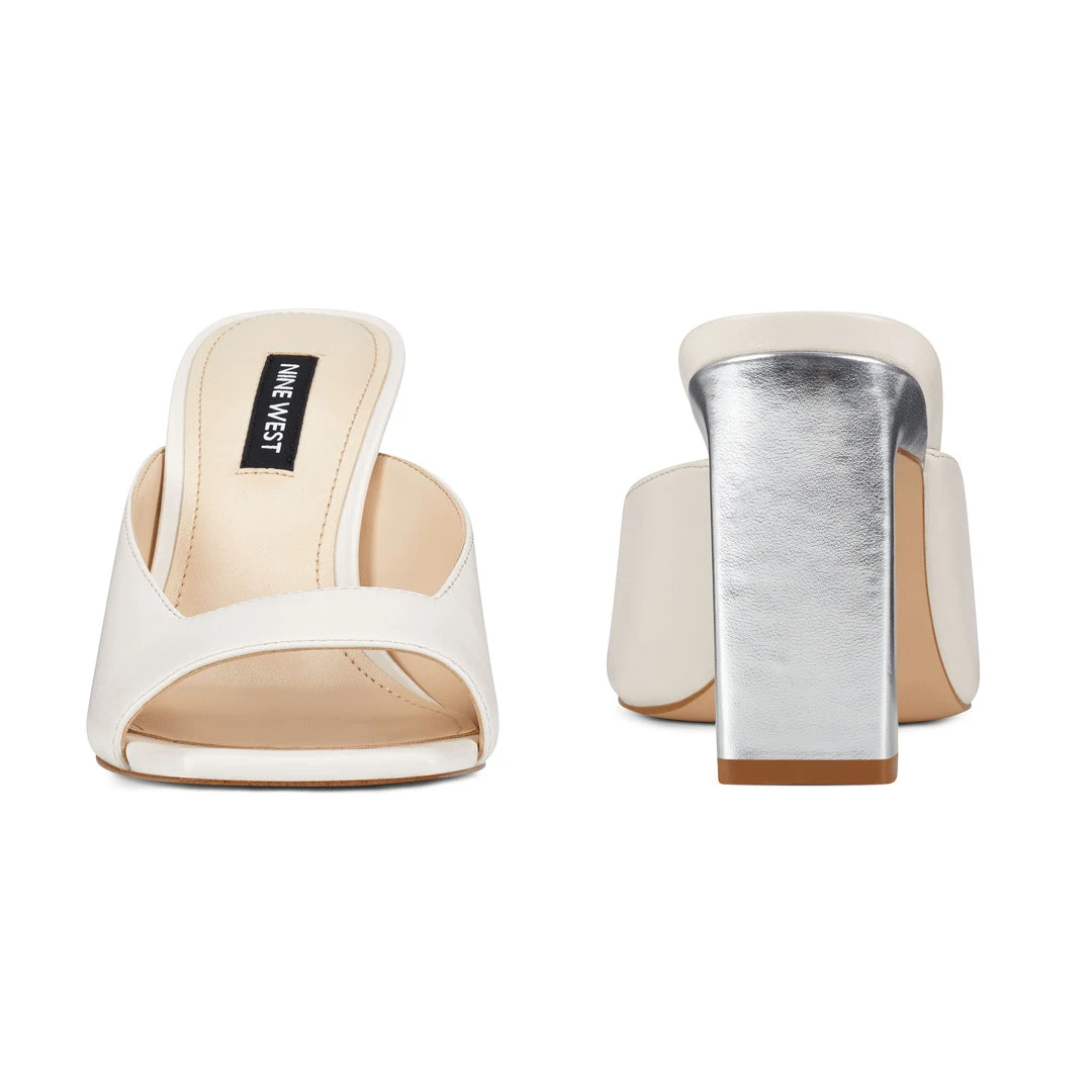 Nine West Heels Pyper Heeled Slide Sandals 7 Nine West Heels Pyper Heeled Slide Sandals