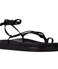 Nine West Sarest Ankle Wrap Flat Sandals Lace It Up