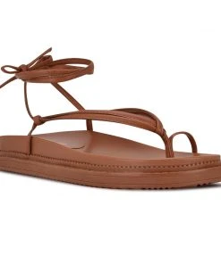 Nine West Sarest Ankle Wrap Flat Sandals Lace It Up