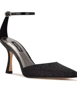 Nine West Shaply Pointy Toe Ankle Strap Pumps Heel Appeal