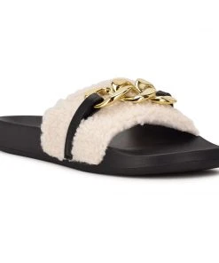 Nine West Slinks Flat Slide Sandals Fun Flats 8 Nine West Slinks Flat Slide Sandals Fun Flats