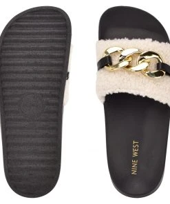 Nine West Slinks Flat Slide Sandals Fun Flats 11 Nine West Slinks Flat Slide Sandals Fun Flats