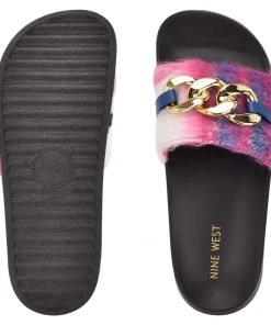 Nine West Slinks Flat Slide Sandals Color Pop