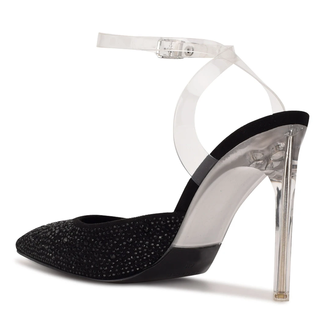 Nine West In The Clear Sparkel Ankle Strap Pumps 5 Nine West In The Clear Sparkel Ankle Strap Pumps