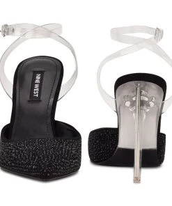Nine West In The Clear Sparkel Ankle Strap Pumps 10 Nine West In The Clear Sparkel Ankle Strap Pumps