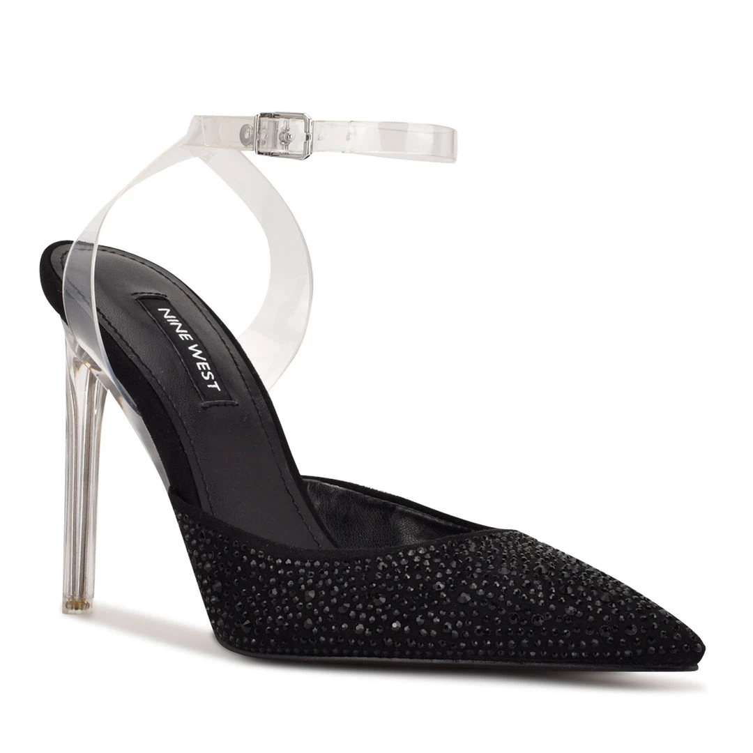 Nine West In The Clear Sparkel Ankle Strap Pumps 4 Nine West In The Clear Sparkel Ankle Strap Pumps