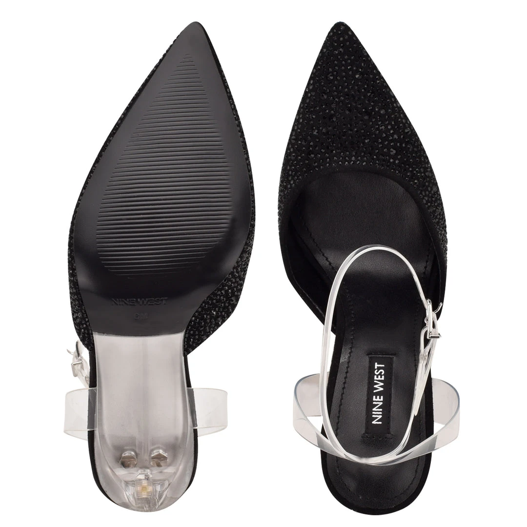 Nine West In The Clear Sparkel Ankle Strap Pumps 7 Nine West In The Clear Sparkel Ankle Strap Pumps