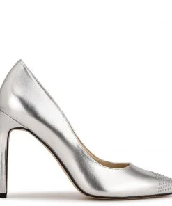 Nine West Tadaa Studded Pointy Toe Pumps Metallic Mindset