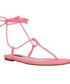 Nine West Lace It Up Tella Ankle Wrap Flat Sandals