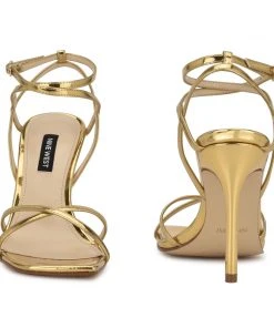 Nine West Tidle Ankle Strap Sandals Metallic Mindset