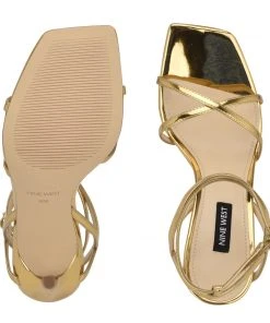 Nine West Tidle Ankle Strap Sandals Metallic Mindset