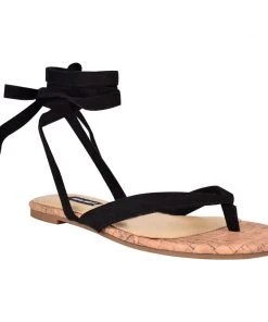 Nine West Tiedup Ankle Wrap Flat Sandals Lace It Up