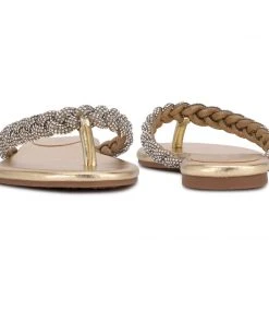 Nine West Tinee Flat Slide Sandals Metallic Mindset