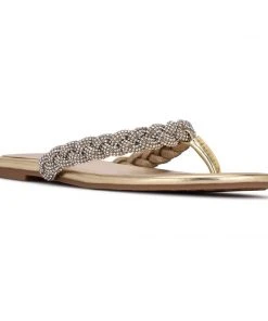 Nine West Tinee Flat Slide Sandals Metallic Mindset