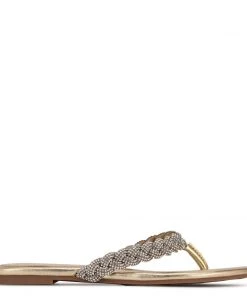 Nine West Tinee Flat Slide Sandals Metallic Mindset