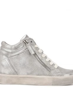 Nine West Tons High Top Hidden Wedge Sneakers Metallic Mindset