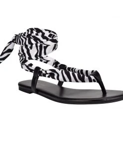 Nine West Trap Ankle Wrap Flat Sandals Lace It Up