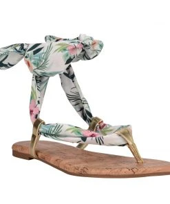 Nine West Lace It Up Trap Ankle Wrap Flat Sandals