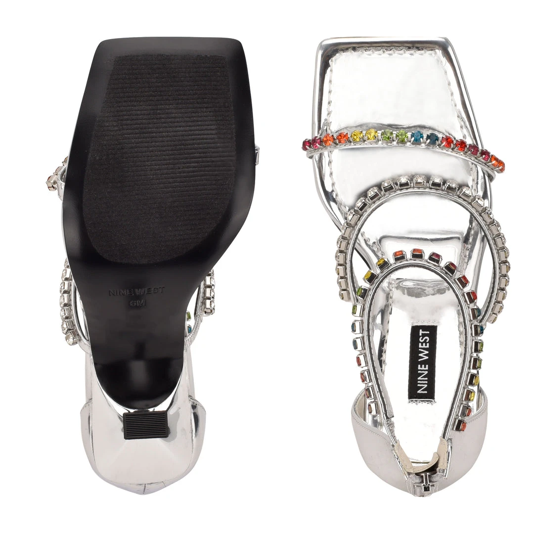 Nine West Color Pop Vavoom Rhinestone Strappy Dress Sandals 7 Nine West Color Pop Vavoom Rhinestone Strappy Dress Sandals