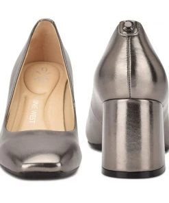 Nine West Vibe 9x9 Block Heel Pumps Metallic Mindset