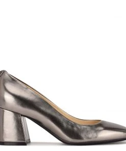 Nine West Vibe 9x9 Block Heel Pumps Metallic Mindset